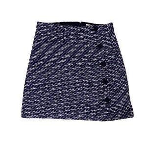 LOFT Navy and White Textured Mini Skirt